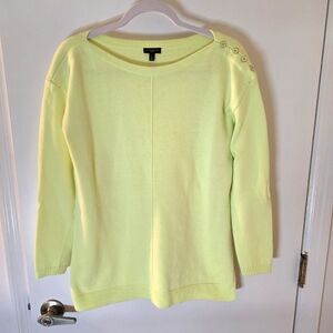 Talbots Neon Lime Yellow Button Shoulder Sweater Size MP